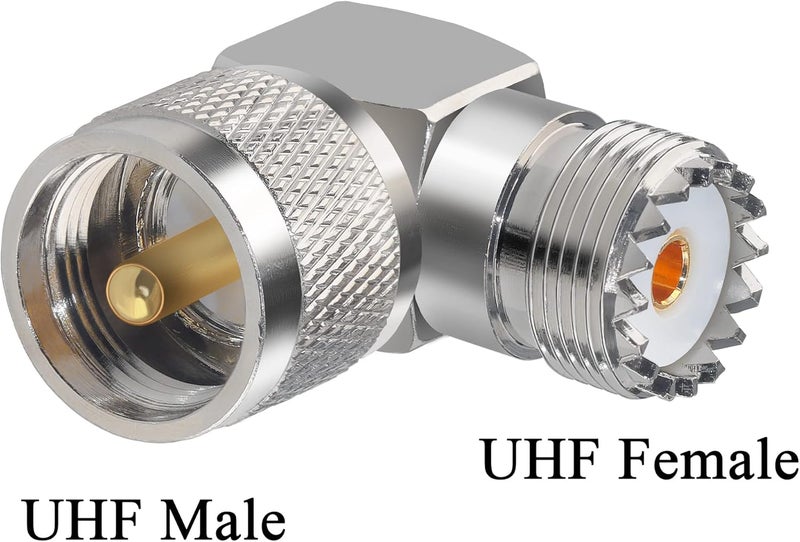 TUOLNK 2PCS UHF PL259 Right Angle 90 Degree Coax Adapter, SO239 Male PL259 to Female Right Elbow Coaxial Connector Adapter, UHF Male to SO239 Female L Shape Coax Connector for CB Radio, Antenna, etc - Image 3